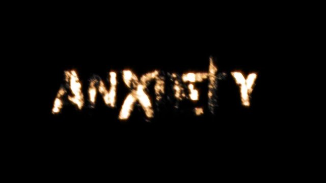 A set of 3 chaotic text animations with grunge textures, glows and color shifts over a black background. Each word is 10 second loops. HD 1080.
