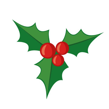 Christmas mistletoe icon in flat style.