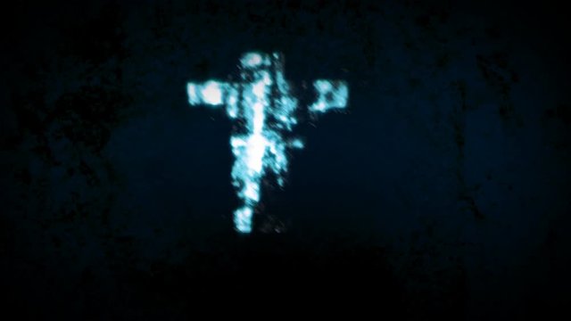 A 10 second loop of a chaotic grunge cross over textured spotlit background. Matte Included. HD 1080.
