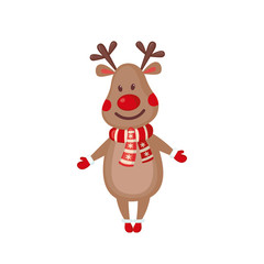 Cute Reindeer icon in flat style.