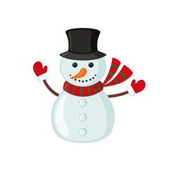 Snowman icon in flat style.