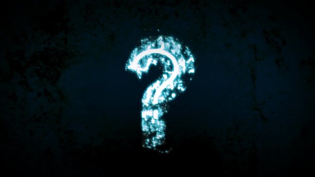 A wild and abstract question mark animating over a grunge background. Matte Included.