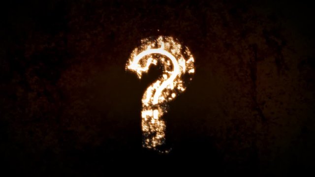 A wild and abstract question mark animating over a grunge background. Matte Included.