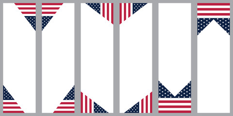 Fototapeta na wymiar Logo banner with flag of United States of America vertical line. Independence day. 4th of Jky