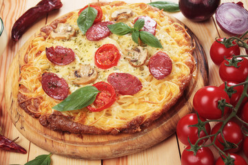 Italian spaghetti pizza