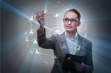 Young woman in social networks concepts