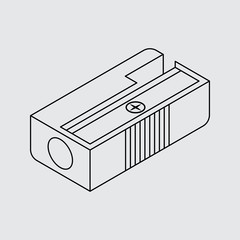 Flat isometric vector icon. Pencil sharpener. Line style for web and mobile
