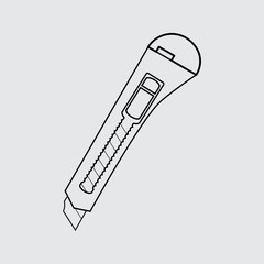 Office stationery knife vector icon. Line style for web and mobile