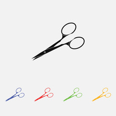 Nail scissors vector icon. Flat style