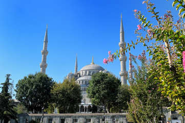 Fototapeta na wymiar View of Sultan Ahmed Mosque the Blue Mosque, Istanbul Turkey