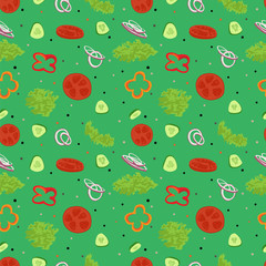 Green salad seamless vector pattern