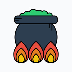 Witch cauldron icon. Halloween vector icon.