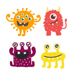 Cute monsters vector set.