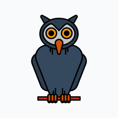 Owl Halloween illustration, Vector icon