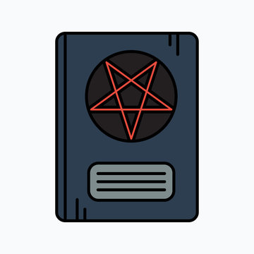 Leather Book With Pentagram. Vector icon. Halloween illustration