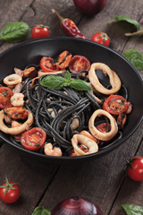 Italian black spaghetti pasta
