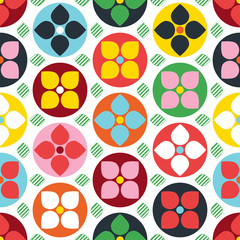 Scandi Polka Dot Flower Seamless Wallpaper - 122446527