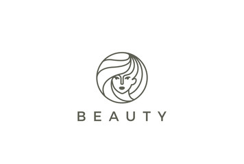 Beauty Hairdresser salon Woman Logo vector circle SPA Fashion