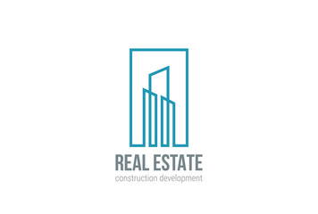 Real Estate Logo vector Linear Building Construction icon