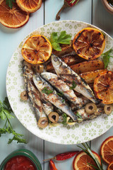 Grilled sardine fish