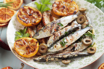 Grilled sardine fish