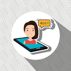 cellphone woman speech speak vector illustration eps 10