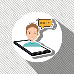 cellphone man speech speak vector illustration eps 10