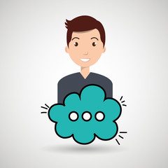 man cartoon cloud blue speack chat vector illustration eps 10