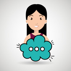 woman cartoon cloud blue speack chat vector illustration eps 10