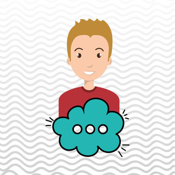 man cartoon cloud blue speack chat vector illustration eps 10
