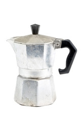 Stovetop espresso maker over white background