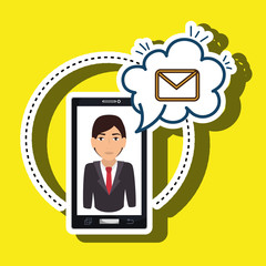 cartoon man smartphone cloud email vector illustration eps 10