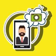 cartoon man smartphone camera vector illustration eps 10