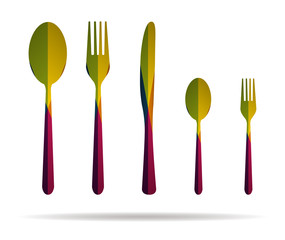 five cutlery multicolor icon vector