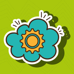 gear yellow wheel cog cloud vector illustration eps 10