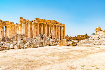Baalbek in Beqaa Valley, Lebanon. Baalbek is located about 85 km northeast of Beirut and about 75...