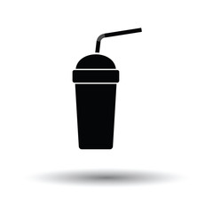 Disposable soda cup and flexible stick icon