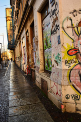 Fototapeta na wymiar Graffiti street in Leipzig, Germany