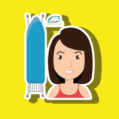 cartoon woman board ironing clothes vector illustration eps 10