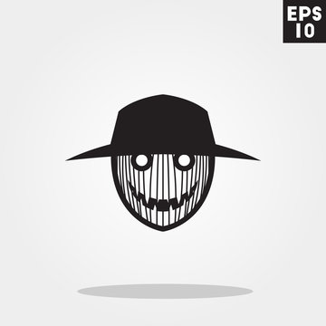Scarecrow monster face for halloween icon in trendy flat style isolated on grey background. Id card symbol for your design, logo, UI. Vector illustration, EPS10. 