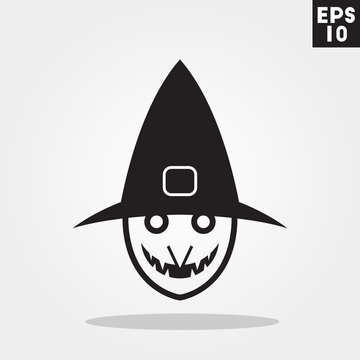Witch monster face for halloween icon in trendy flat style isolated on grey background. Id card symbol for your design, logo, UI. Vector illustration, EPS10. 