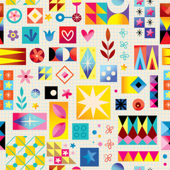 Abstract art retro style seamless pattern with note book paper