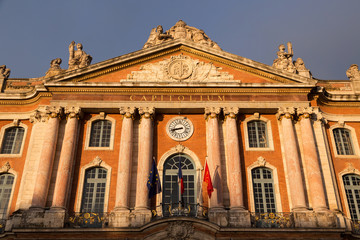 The city hall of Toulouse, France on a spring evening. 