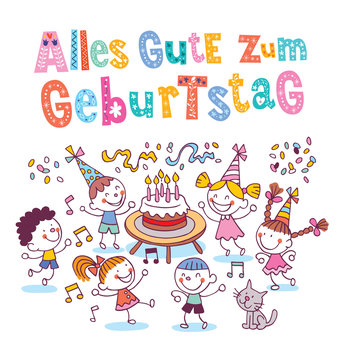 Alles Gute zum Geburtstag Deutsch German Happy birthday kids greeting card