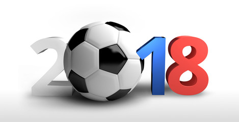 Football 2018 russia colored 3d render bold letters soccer