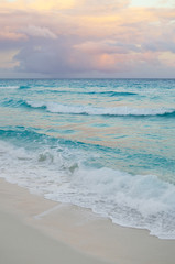 Seascape at pinkish sunset