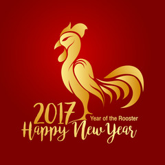 Fototapeta na wymiar Happy Chinese new year 2017 with golden rooster , animal symbol