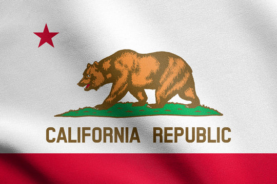 Flag of California waving with fabric texture