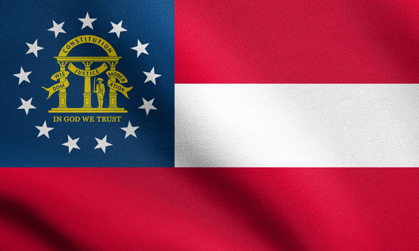 Flag of Georgia state waving with fabric texture
