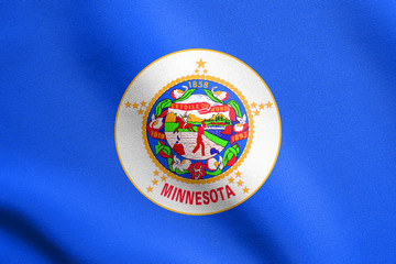 Flag of Minnesota waving with fabric texture